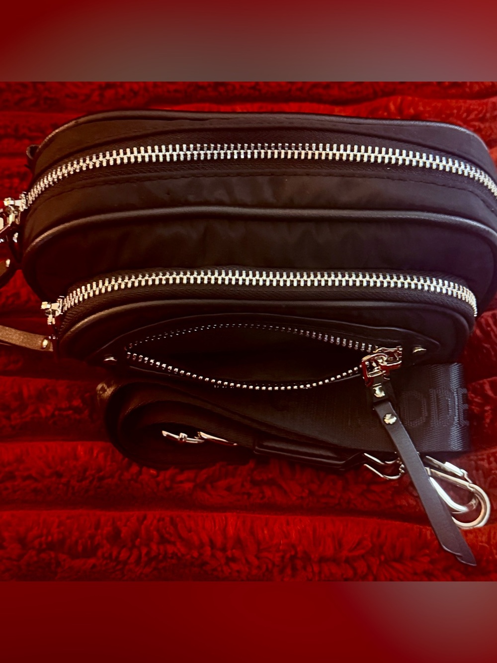 Madden NYC Black Nylon Belt Bag with Logo Strap - Picture 5 of 5
